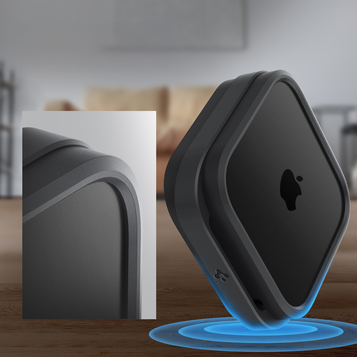 Uchwyt do Apple TV 4K 3 gen. (2022), Spigen Silicone Fit Mount, czarny